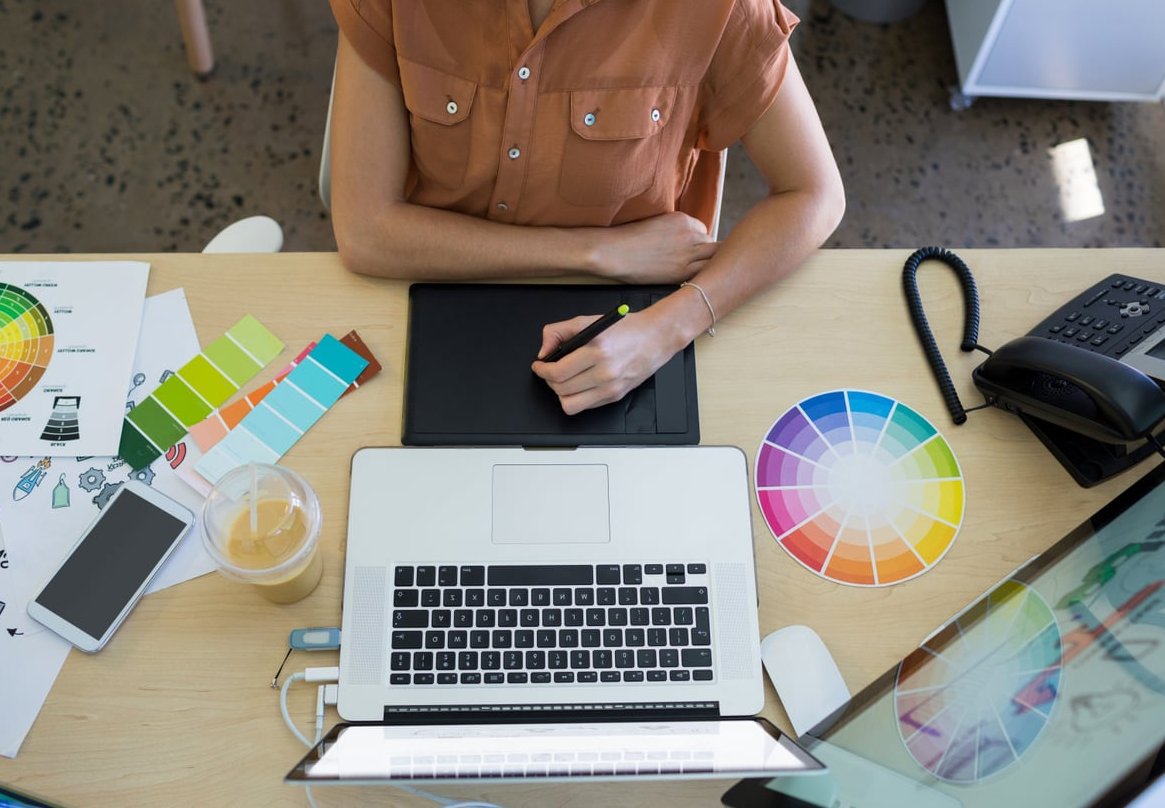 graphic designer working laptop
