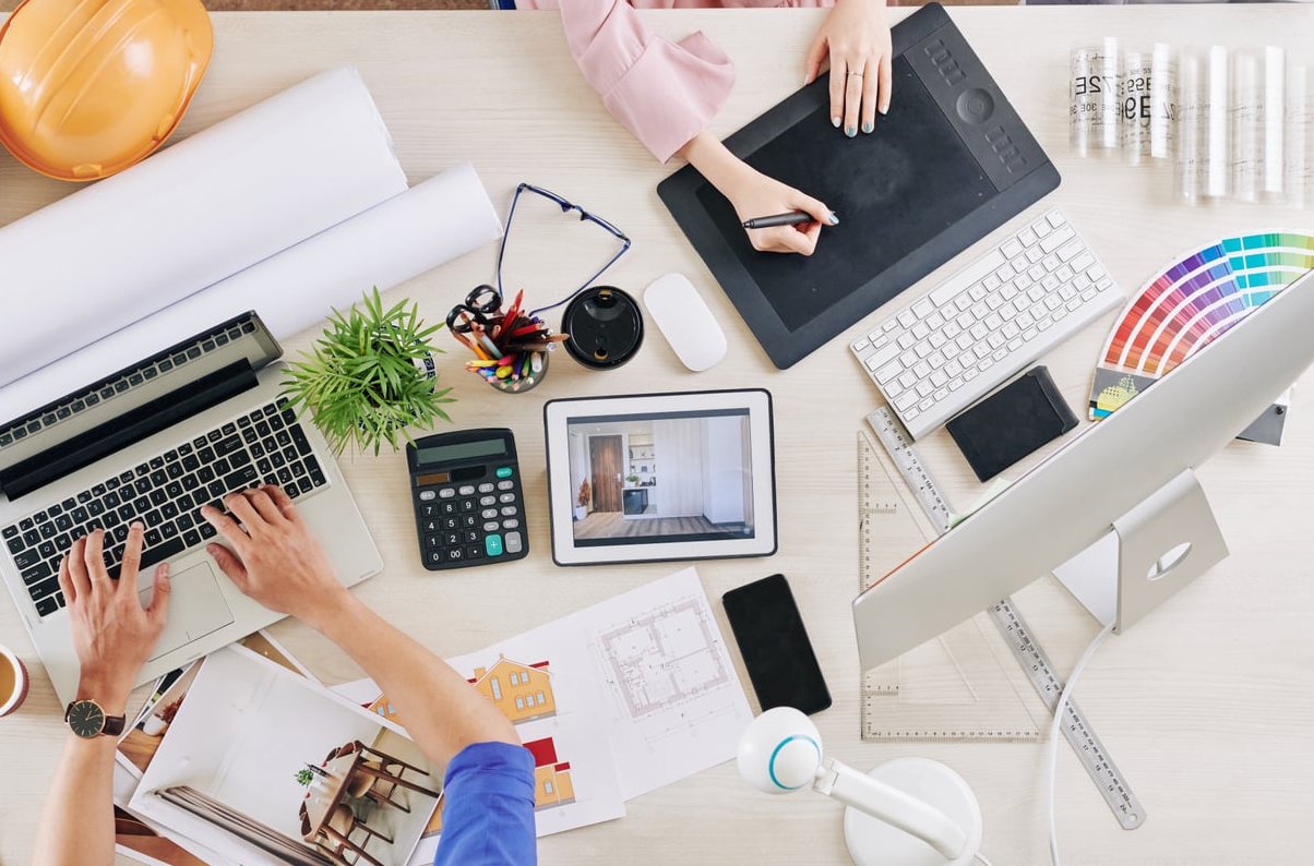 graphic designer working desk