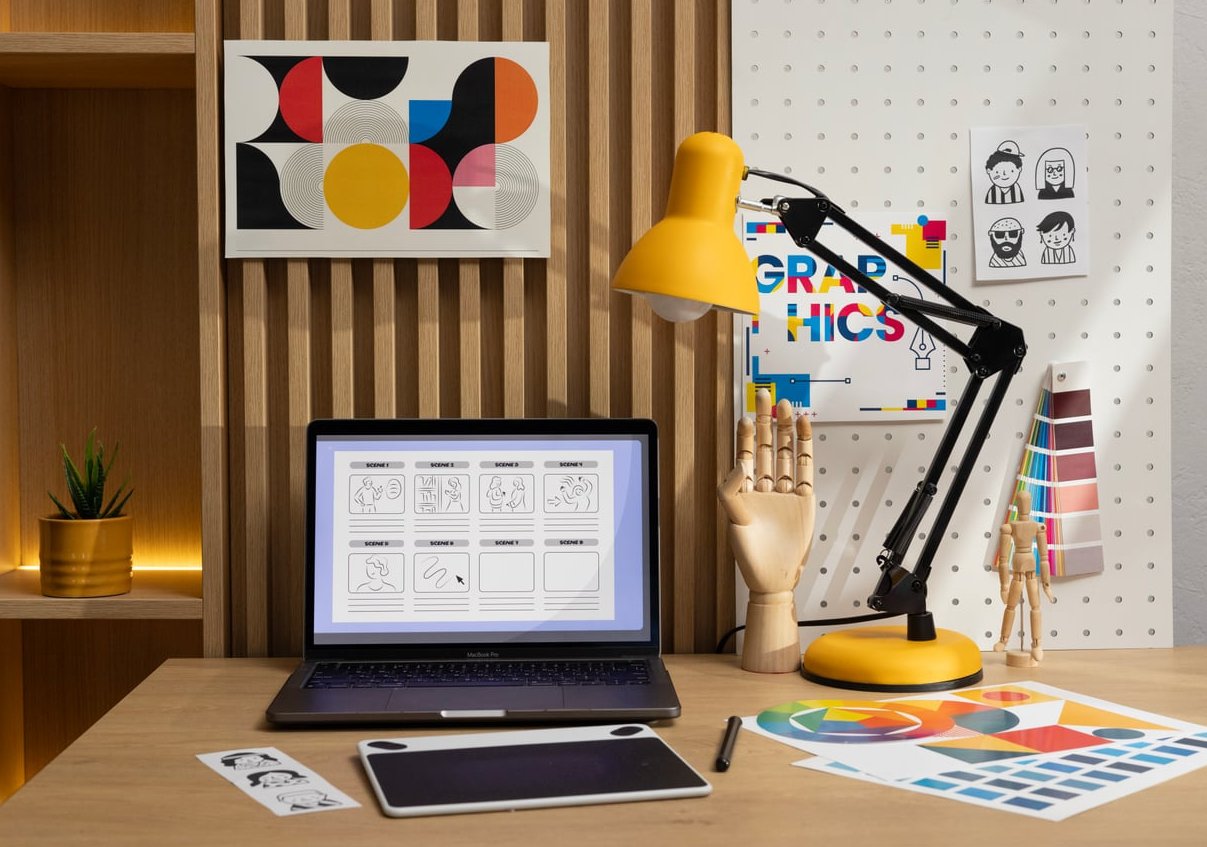 graphic designer working desk