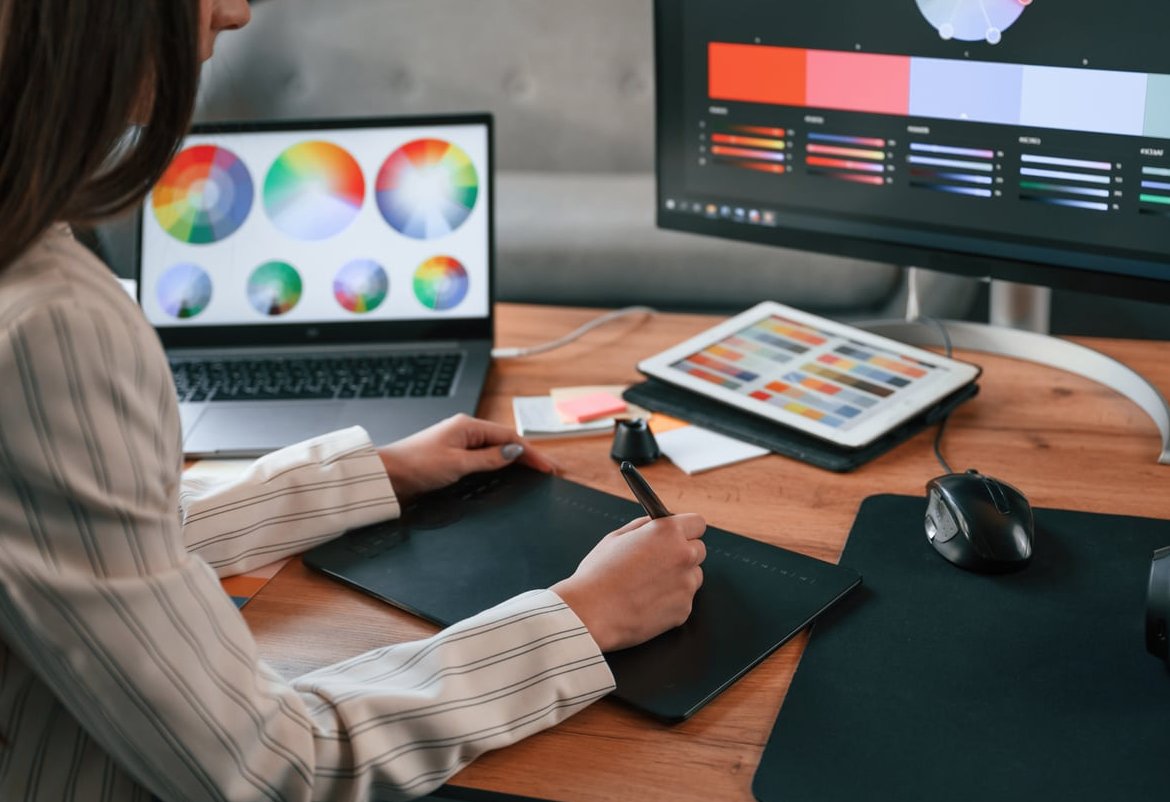 graphic designer working desk