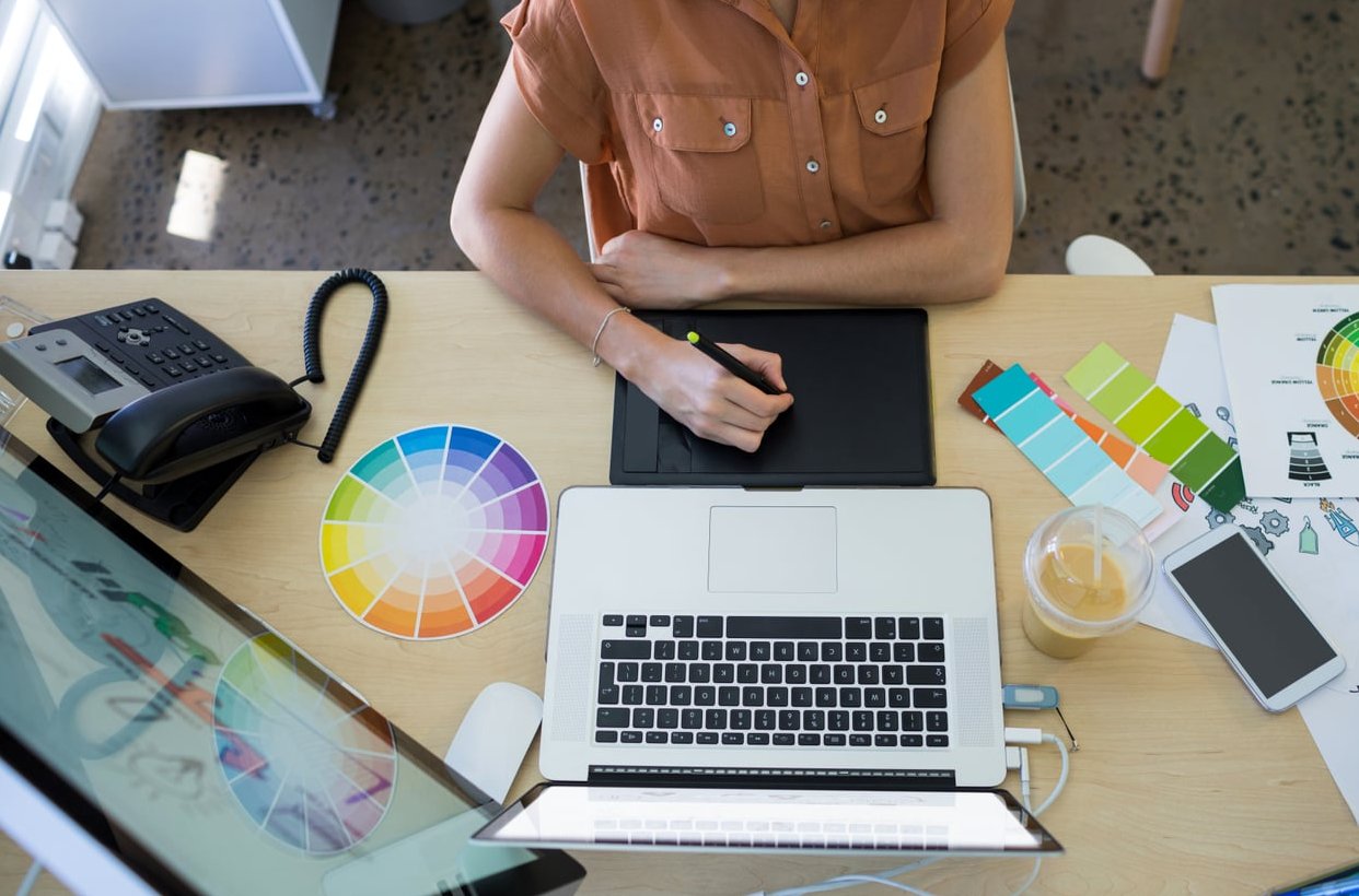 graphic designer working desk